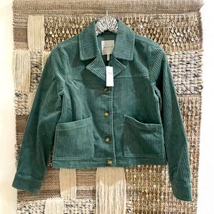 NWT Avec Les Filles at Anthropologie moss sage green corduroy trucker shacket